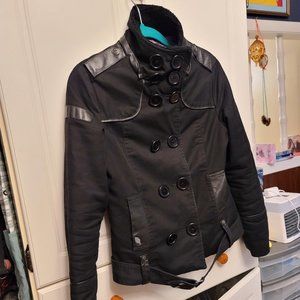 Vexy Black Button-Up Faux Fur Collar Jacket